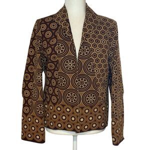 Vintage Marshall Fields Silk Blend Geometric Print Blazer. Sz 10. Good Condition